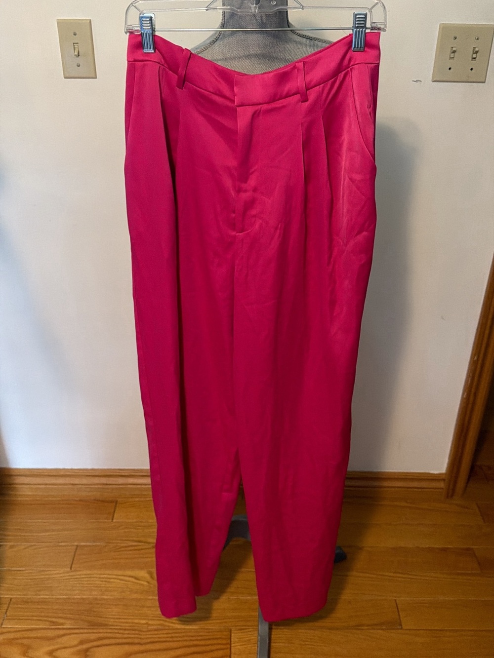 Wayf Hot Pink High-Waist Tailored Trousers